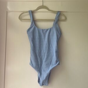 light blue one piece bathing suit